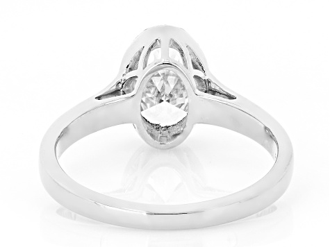 White Lab-Grown Floating Diamond G VS2 10K White Gold Solitaire Ring 2.00ct
