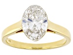 Oval White Lab-Grown Floating Diamond G VS2 10K Yellow Gold Solitaire Ring 2.00ct