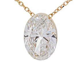 White Lab-Grown Floating Diamond G VS2 10K Yellow Gold Solitaire Slide Pendant With 18" Chain 2.00ct