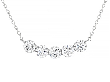 Picture of White Lab-Grown Floating Diamond G VS2 10K White Gold Station Necklace 1.00ctw