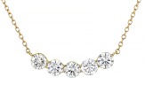 White Lab-Grown Floating Diamond G VS2 10K Yellow Gold Station Necklace 1.00ctw