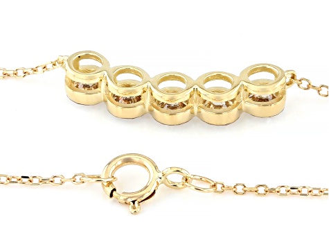 White Lab-Grown Floating Diamond G VS2 10K Yellow Gold Station Necklace 1.00ctw