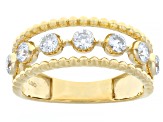 White Lab-Grown Floating Diamond G VS2 10K Yellow Gold Ring 0.60ctw