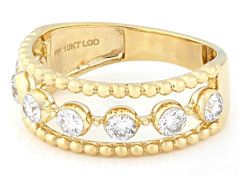 White Lab-Grown Floating Diamond G VS2 10K Yellow Gold Ring 0.60ctw