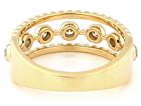 White Lab-Grown Floating Diamond G VS2 10K Yellow Gold Ring 0.60ctw