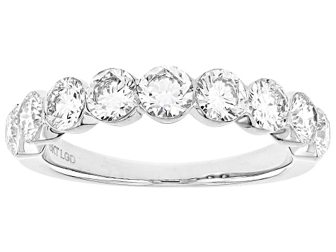 White Lab-Grown Floating Diamond G VS2 10K White Gold Band Ring 1.65ctw