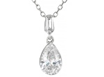 White Lab-Grown Floating Diamond G VS2 10K White Gold Dangle Pendant With 18" Chain 0.50ctw