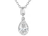 White Lab-Grown Floating Diamond G VS2 10K White Gold Dangle Pendant With 18" Chain 0.50ctw