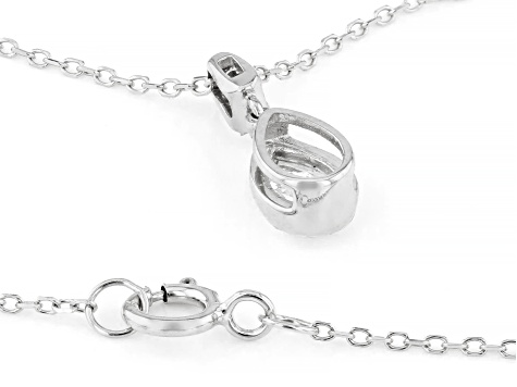 White Lab-Grown Floating Diamond G VS2 10K White Gold Dangle Pendant With 18" Chain 0.50ctw