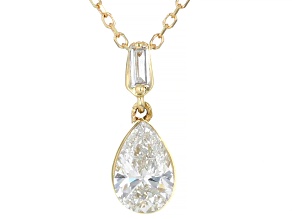 White Lab-Grown Floating Diamond G VS2 10K Yellow Gold Dangle Pendant With 18" Chain 0.50ctw