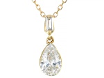 White Lab-Grown Floating Diamond G VS2 10K Yellow Gold Dangle Pendant With 18" Chain 0.50ctw
