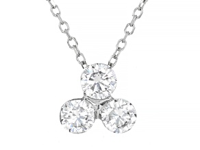 White Lab-Grown Floating Diamond G VS2 10K White Gold Slide Pendant With 18" Chain 0.50ctw