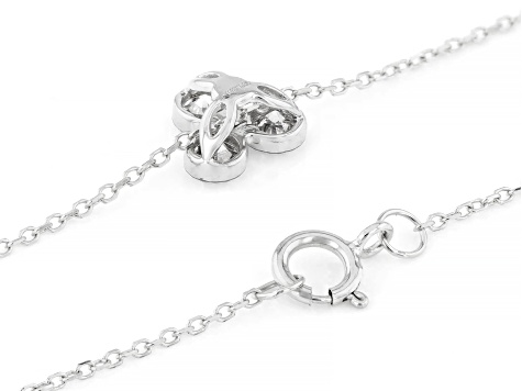 White Lab-Grown Floating Diamond G VS2 10K White Gold Slide Pendant With 18" Chain 0.50ctw