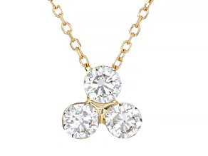 White Lab-Grown Floating Diamond G VS2 10K Yellow Gold Slide Pendant With 18" Chain 0.50ctw