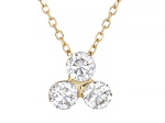 White Lab-Grown Floating Diamond G VS2 10K Yellow Gold Slide Pendant With 18" Chain 0.50ctw