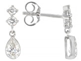 White Lab-Grown Floating Diamond G VS2 10K White Gold Dangle Earrings 0.65ctw