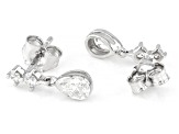 White Lab-Grown Floating Diamond G VS2 10K White Gold Dangle Earrings 0.65ctw