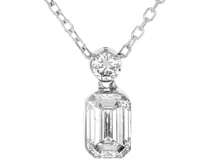 White Lab-Grown Floating Diamond G VS2 10K White Gold Necklace 0.55ctw