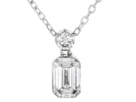 White Lab-Grown Floating Diamond G VS2 10K White Gold Necklace 0.55ctw