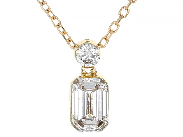 White Lab-Grown Floating Diamond G VS2 10K Yellow Gold Necklace 0.55ctw