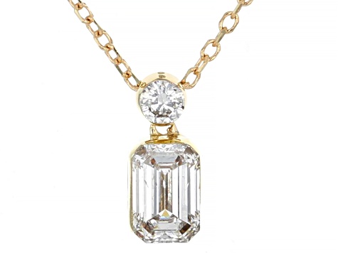 White Lab-Grown Floating Diamond G VS2 10K Yellow Gold Necklace 0.55ctw
