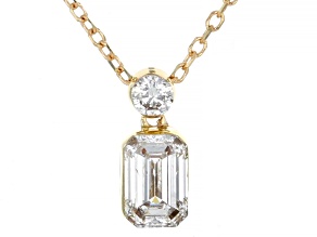 White Lab-Grown Floating Diamond G VS2 10K Yellow Gold Necklace 0.55ctw