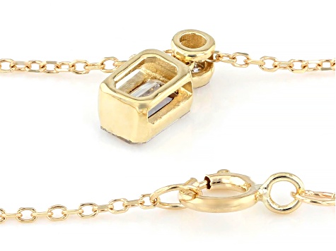 White Lab-Grown Floating Diamond G VS2 10K Yellow Gold Necklace 0.55ctw