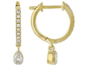 White Lab-Grown Floating Diamond G VS2 10K Yellow Gold Huggie Earrings 0.50ctw