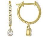 White Lab-Grown Floating Diamond G VS2 10K Yellow Gold Huggie Earrings 0.50ctw