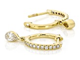 White Lab-Grown Floating Diamond G VS2 10K Yellow Gold Huggie Earrings 0.50ctw