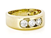 White Lab-Grown Diamond H SI1 10k Yellow Gold Mens 3-Stone Band Ring 1.00ctw