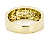 White Lab-Grown Diamond H SI1 10k Yellow Gold Mens 3-Stone Band Ring 1.00ctw
