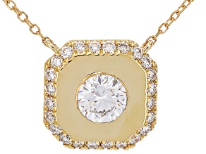 White Lab-Grown Floating Diamond G VS2 10K Yellow Gold Pendant 0.75ctw