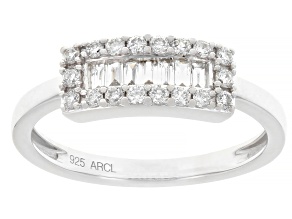 White Lab-Grown Diamond F-G SI Rhodium Over Sterling Silver Band Ring 0.33ctw