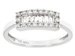 White Lab-Grown Diamond F-G SI Rhodium Over Sterling Silver Band Ring 0.33ctw