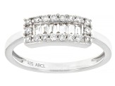 White Lab-Grown Diamond F-G SI Rhodium Over Sterling Silver Band Ring 0.33ctw