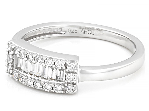 White Lab-Grown Diamond F-G SI Rhodium Over Sterling Silver Band Ring 0.33ctw