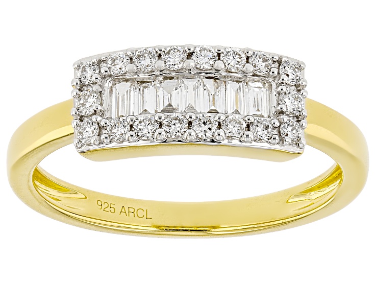 White Lab-Grown Diamond F-G SI 14K Yellow Gold Over Sterling Silver Band Ring 0.33ctw