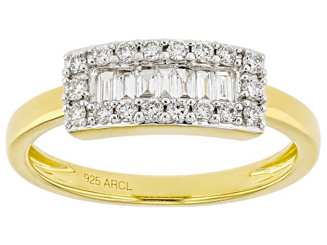 White Lab-Grown Diamond F-G SI 14K Yellow Gold Over Sterling Silver Band Ring 0.33ctw