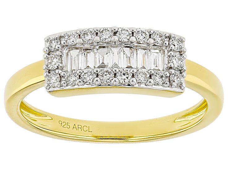 White Lab-Grown Diamond F-G SI 14K Yellow Gold Over Sterling Silver Band Ring 0.33ctw