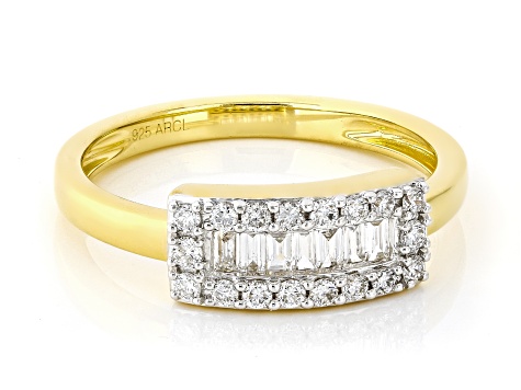 White Lab-Grown Diamond F-G SI 14K Yellow Gold Over Sterling Silver Band Ring 0.33ctw