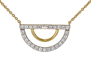 White Lab-Grown Diamond F-G SI 14K Yellow Gold Over Sterling Silver Station Necklace 0.33ctw