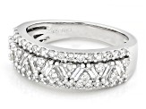 Baguette and Round White Lab-Grown Diamond F-G SI Rhodium Over Sterling Silver Band Ring 0.75ctw