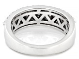 Baguette and Round White Lab-Grown Diamond F-G SI Rhodium Over Sterling Silver Band Ring 0.75ctw