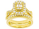 White Lab-Grown Diamond F-G SI 14K Yellow Gold Over Sterling Silver Ring With Matching Band 0.75ctw