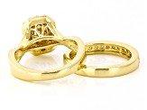 White Lab-Grown Diamond F-G SI 14K Yellow Gold Over Sterling Silver Ring With Matching Band 0.75ctw