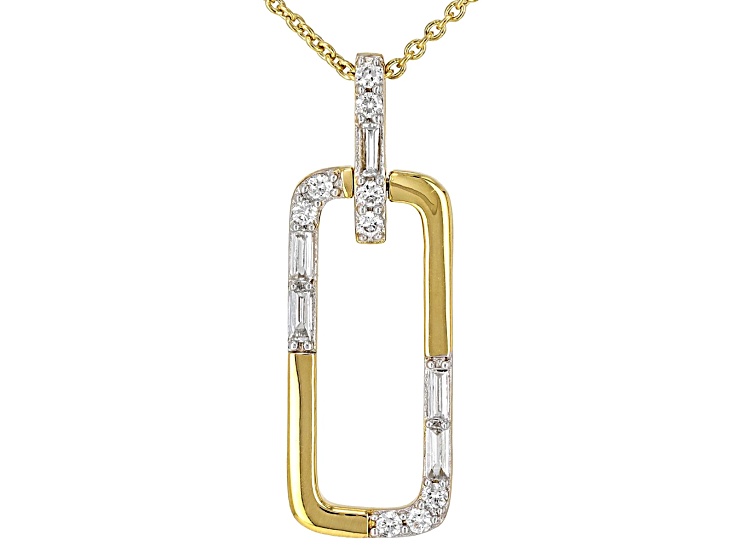 White Lab-Grown Diamond F-G SI 14K Yellow Gold Over Sterling