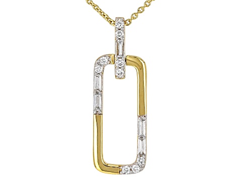 White Lab-Grown Diamond F-G SI 14K Yellow Gold Over Sterling Silver Slide Pendant 0.25ctw