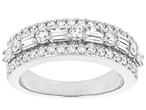 White Lab-Grown Diamond F-G SI Rhodium Over Sterling Silver Band Ring 1.00ctw