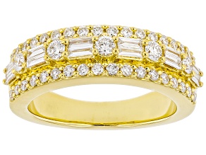 White Lab-Grown Diamond F-G SI 14K Yellow Gold Over Sterling Silver Band Ring 1.00ctw
